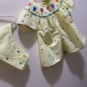 🍋 Lemon Hand-Painted Frock with Pajama & Hairband (3-Piece Set)