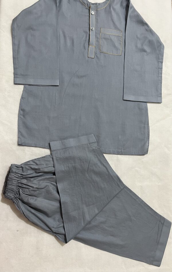 🩶 Soft Steel Grey Lawn Kurta Suit – Age 2–3 Years