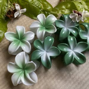 Single Flower Hair Clips (Green & White