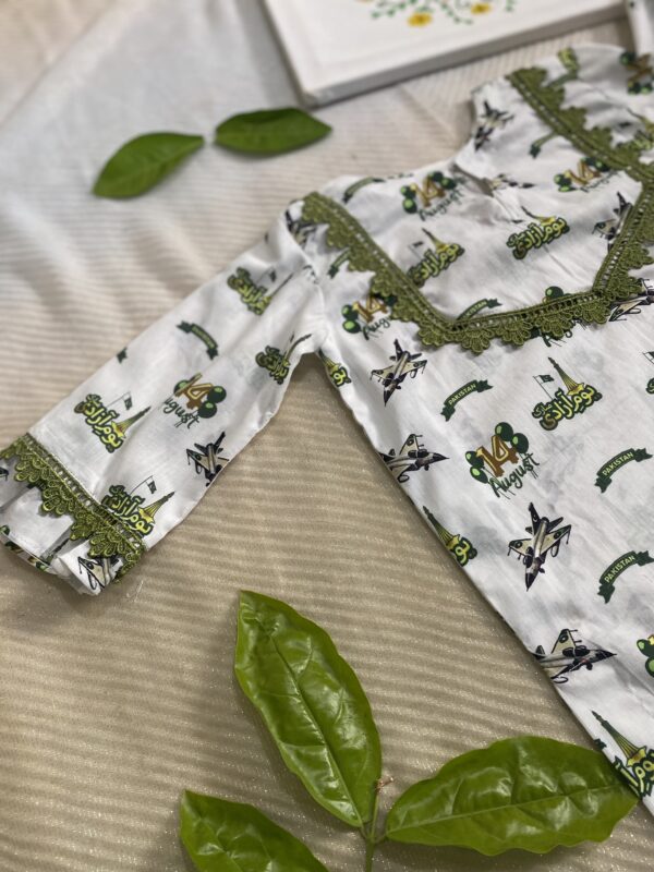 🌿 Olive Charm – Azadi Dress for Girls (3–4Y) - Image 5