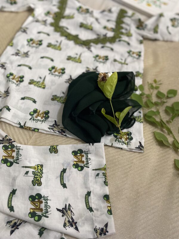 🌿 Olive Charm – Azadi Dress for Girls (3–4Y) - Image 4
