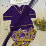 ✨ Simple Purple Kurta with Lace | Printed Trouser & Net Dupatta – 1 to 2 & 2_3 years