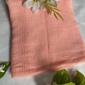 🍑 Peach Pink Crimps Hijab – Soft Glow, Subtle Grace ✨