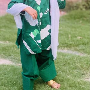 2–3 Years | Mini Azadi Look 🇵🇰 Hand-Painted Farshi Shalwar Set for Baby Girls