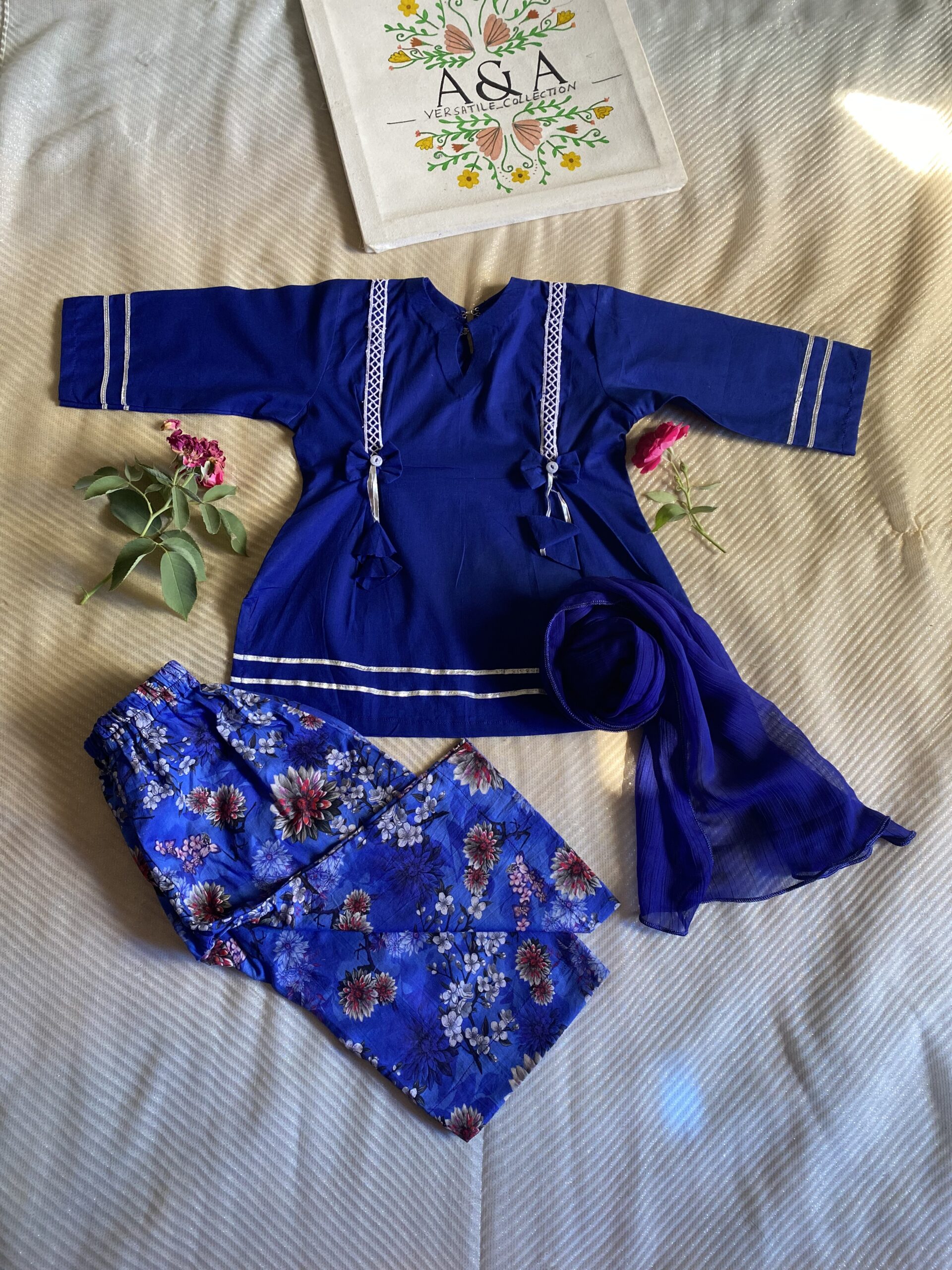 Blue Summer 3 Piece Lawn Collection – Kids Stitched Set