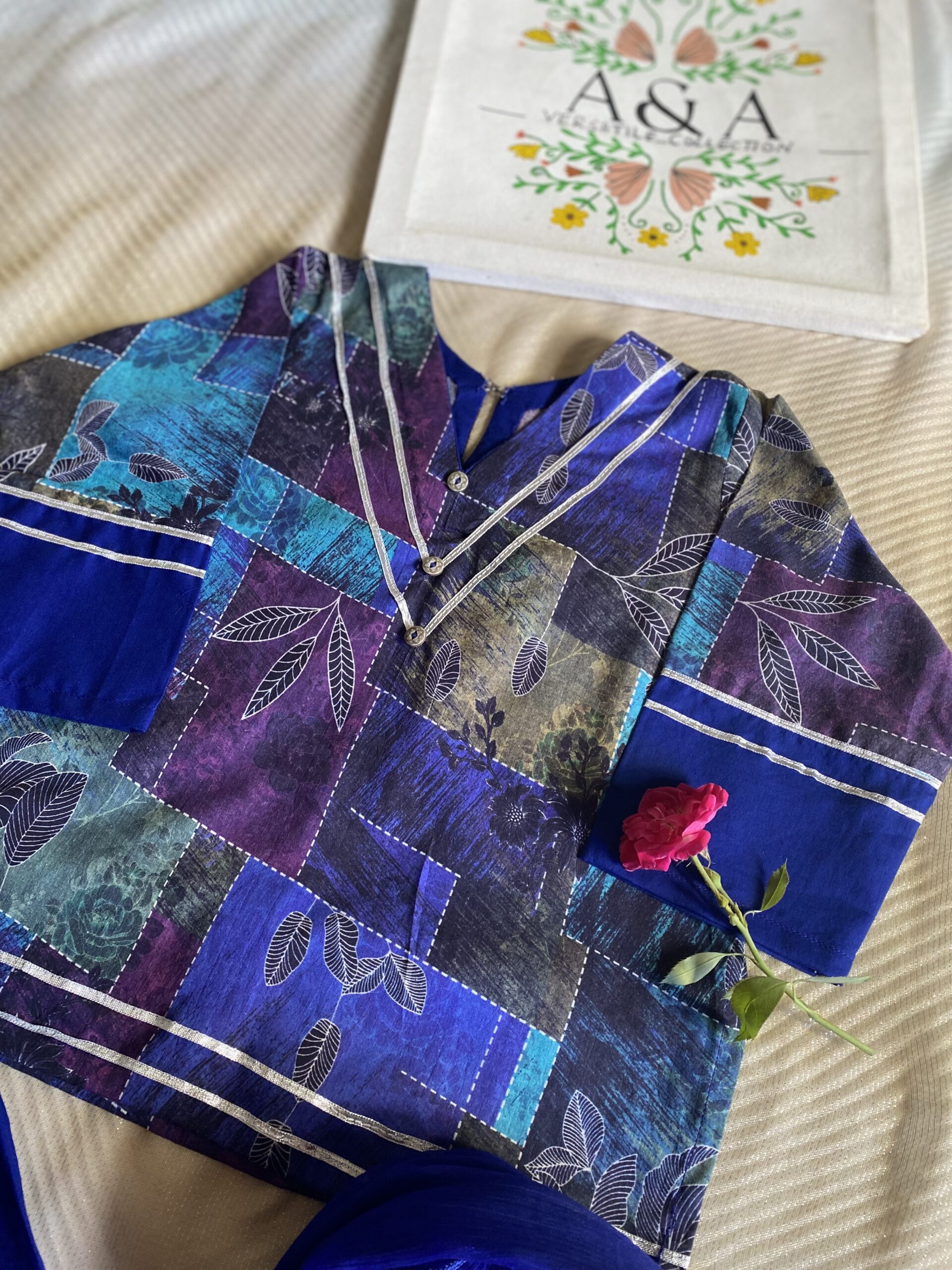 🌸 Blue Summer 3 Piece Lawn Suit – Kidswear with Artistic Prints 🌸 - Image 3