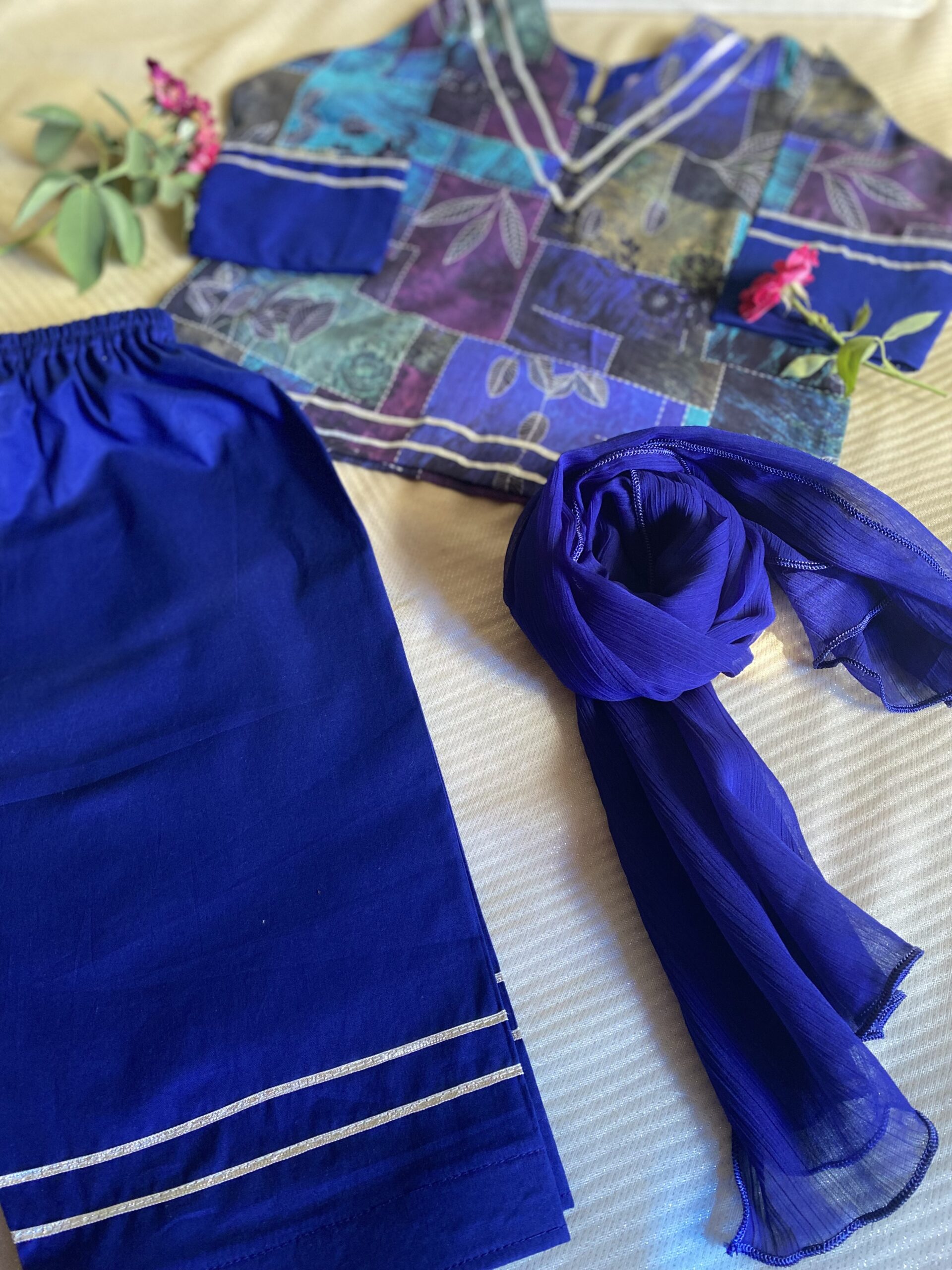 🌸 Blue Summer 3 Piece Lawn Suit – Kidswear with Artistic Prints 🌸 - Image 2