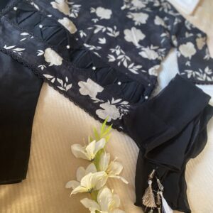 🖤 Black Printed 3-Piece Suit with Tassel Dupatta 🖤