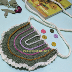 🌈 Rainbow Half-Moon Crochet Bag