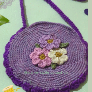 💜 Floral Round Crochet Bag