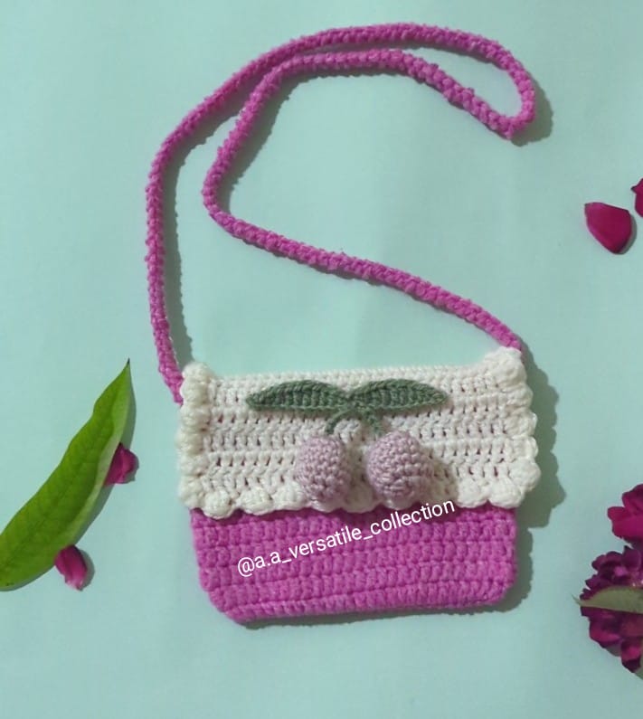 💖 Pink Crochet Bag with Cherry Design