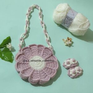 🔗 Zajeer Round Crochet Bag with Matching Hair Pins – Handmade Collection sell Elegant Handmade Style