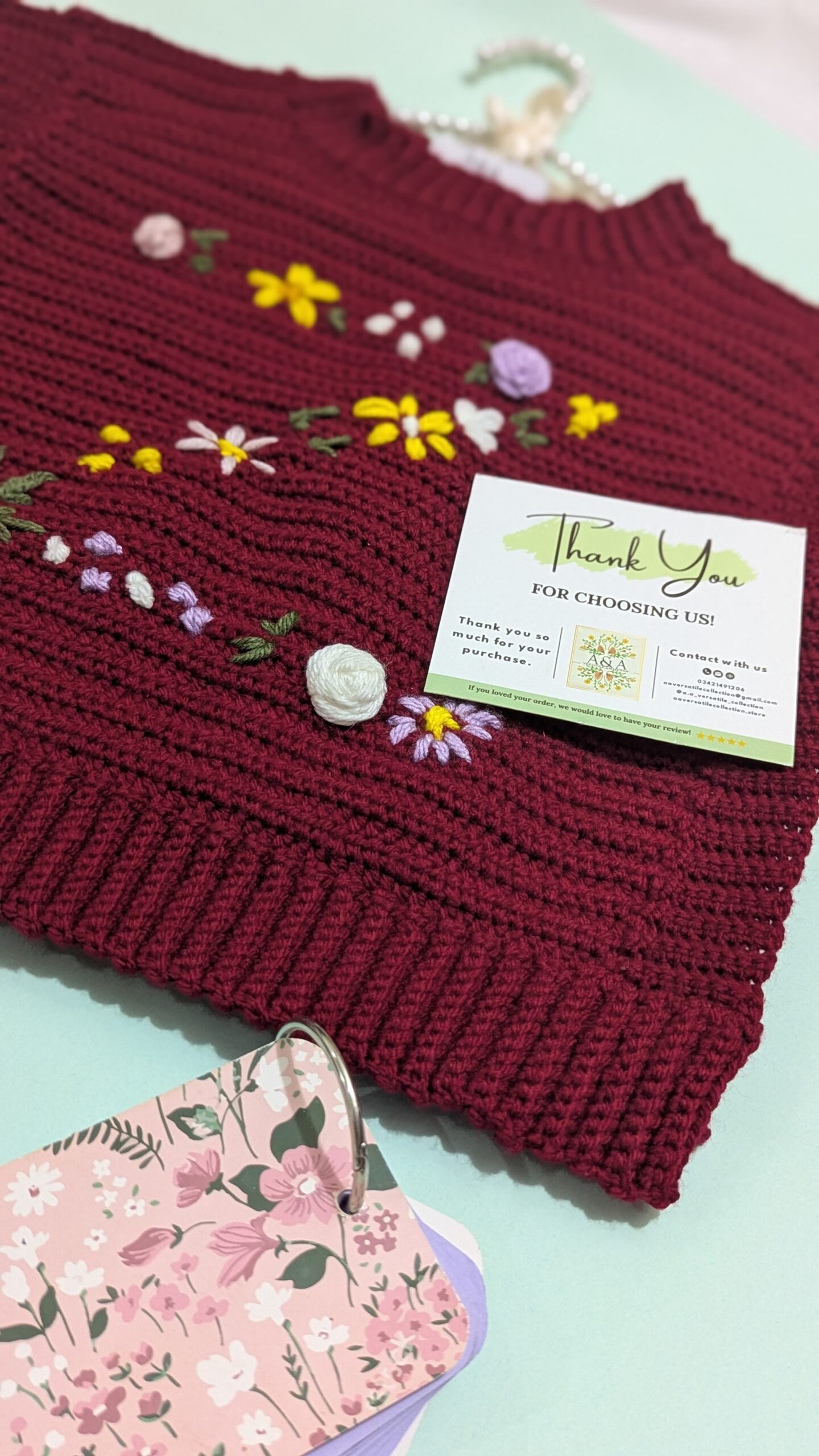 🧶 Handmade Crochet Maroon Sweater | Z-Alphabet Design ✨ Tassel Tie-Up | Pre-Booking Open - Image 3