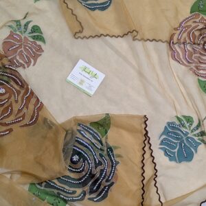 ✨ Light Brown Hand-Painted Organza Dupatta ✨