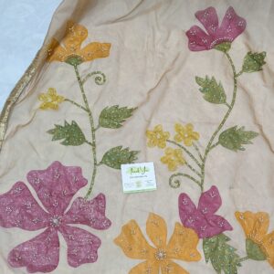 ✨ Luxury Hand-Painted Organza Dupatta | Floral Elegance Collection