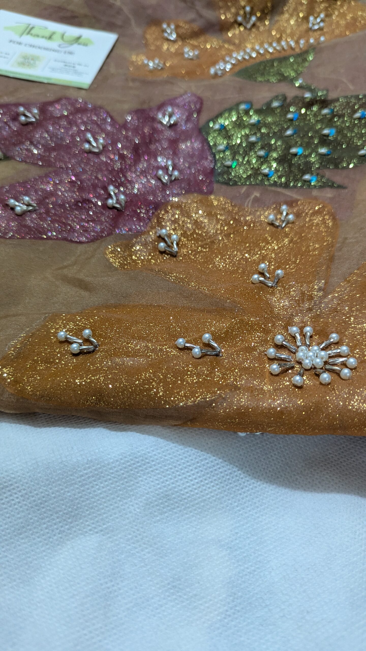 ✨ Luxury Hand-Painted Organza Dupatta | Floral Elegance Collection - Image 3