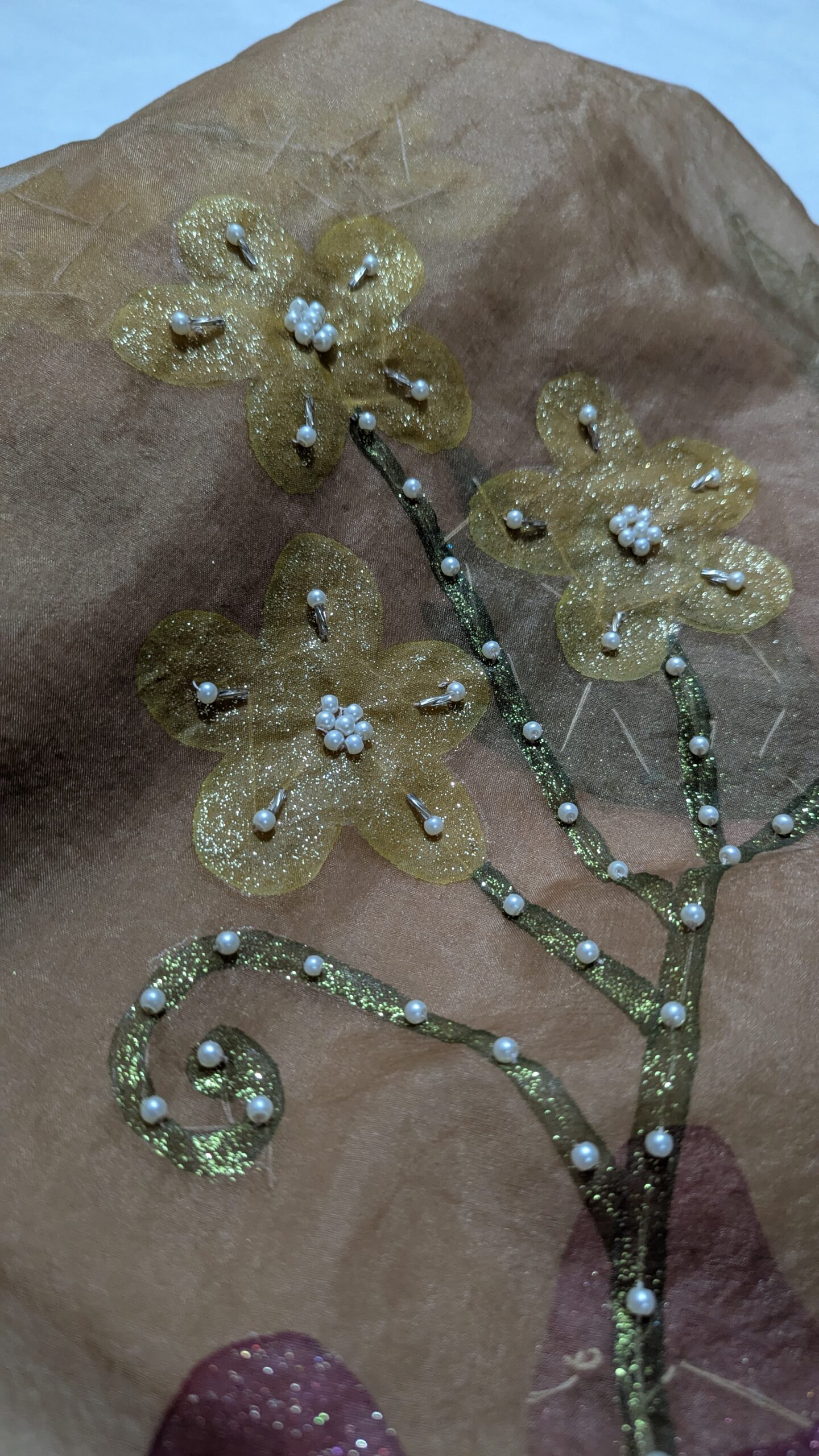 ✨ Luxury Hand-Painted Organza Dupatta | Floral Elegance Collection - Image 4